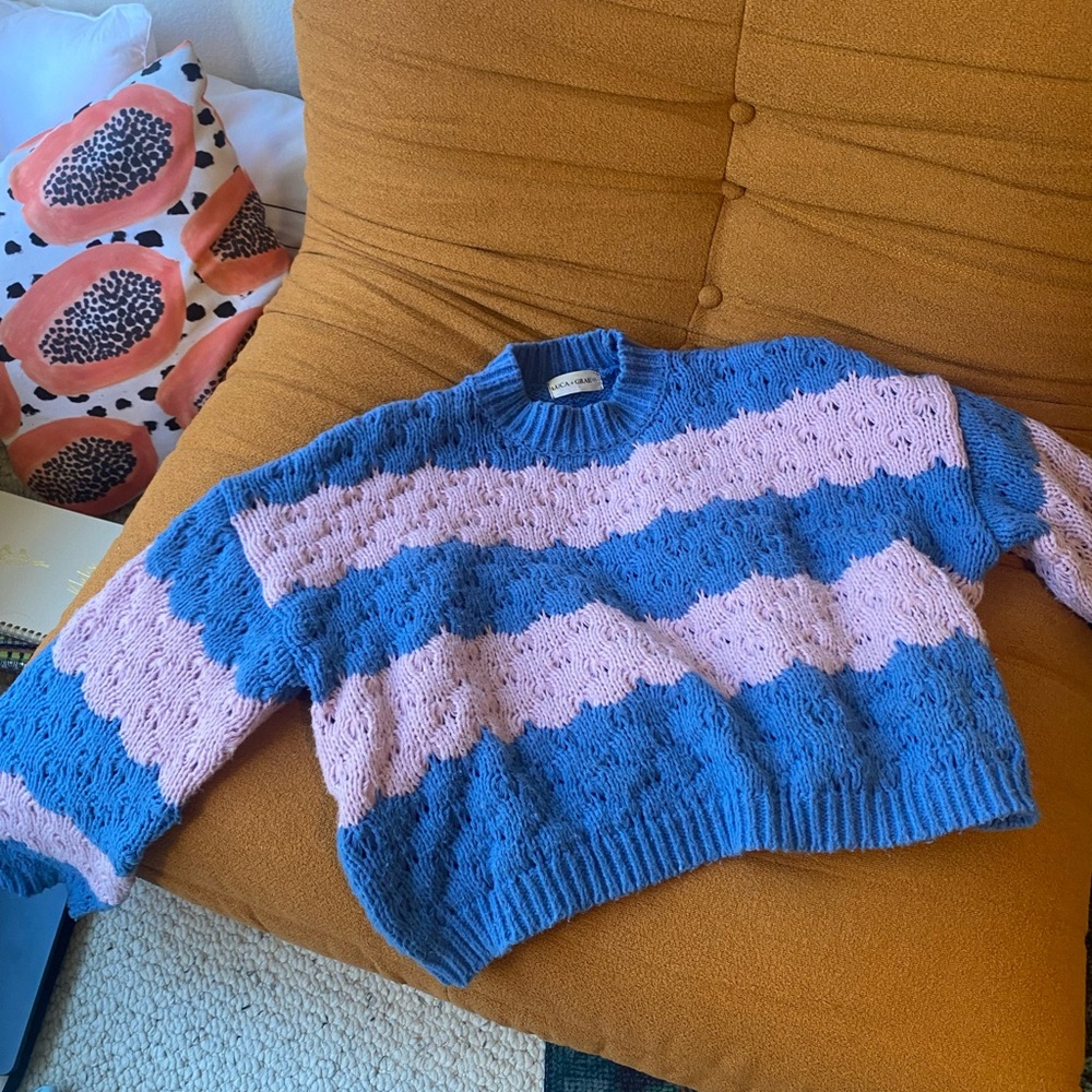 Luca & Grae violet & blue thick stripe sweater